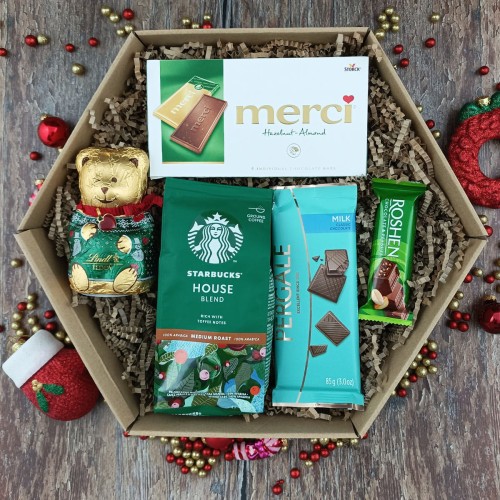 Zestaw świąteczny Starbucks z kawą Starbucks ziarnistą i misiem czekoladowym Lindt